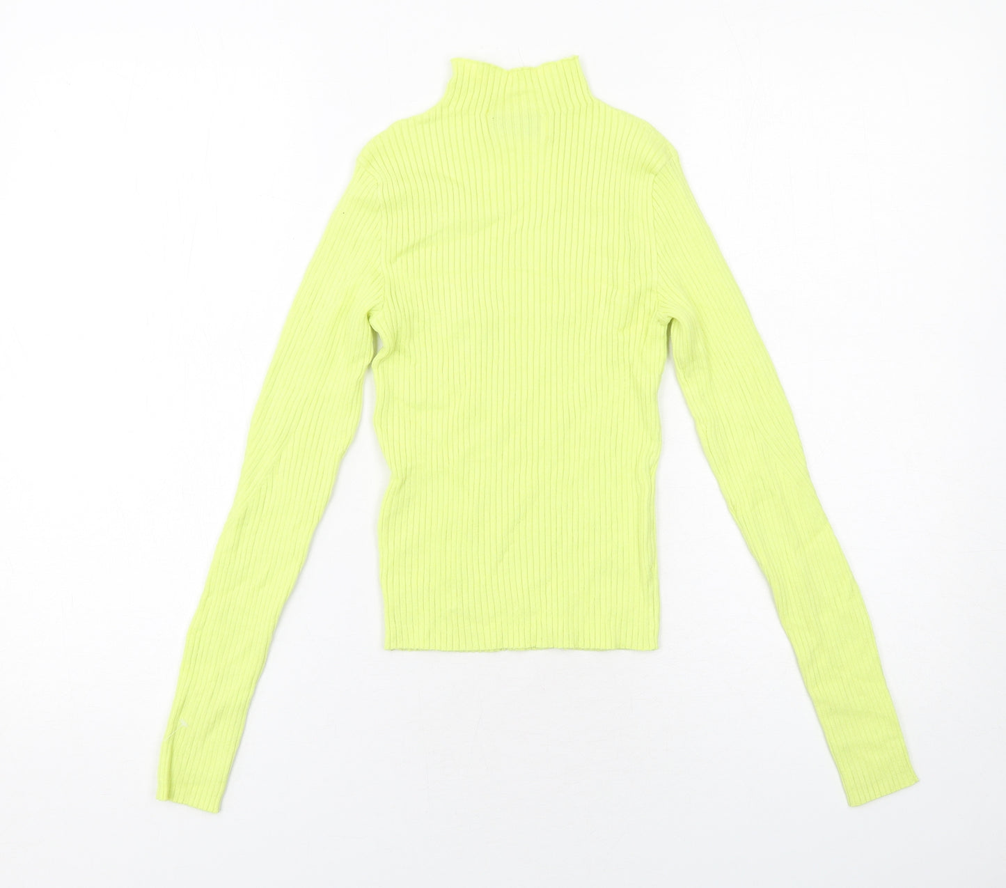 Bershka Womens Yellow Mock Neck Viscose Pullover Jumper Size S