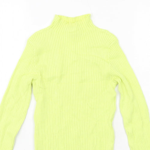 Bershka Womens Yellow Mock Neck Viscose Pullover Jumper Size S