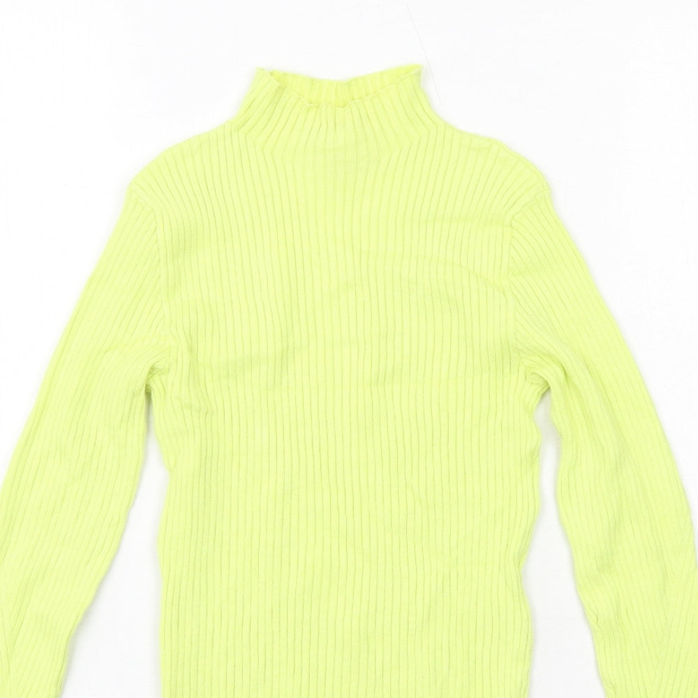 Bershka Womens Yellow Mock Neck Viscose Pullover Jumper Size S