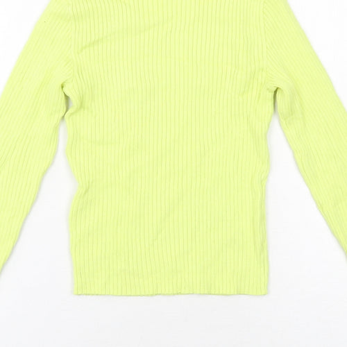 Bershka Womens Yellow Mock Neck Viscose Pullover Jumper Size S