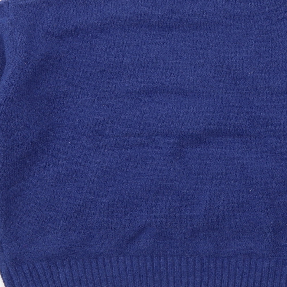 Warehouse Womens Blue Round Neck Acrylic Pullover Jumper Size S - Martini Please
