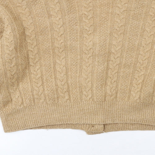Zara Womens Beige V-Neck Acrylic Cardigan Jumper Size S