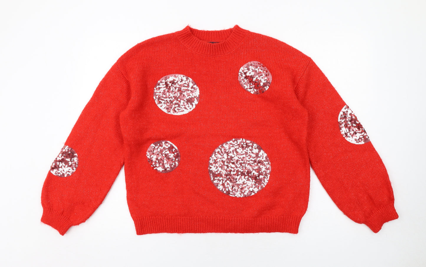 Marks and Spencer Womens Red Round Neck Acrylic Pullover Jumper Size M