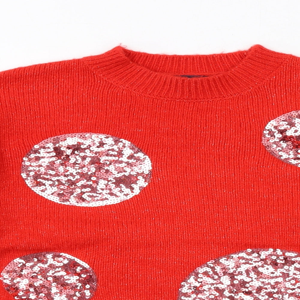 Marks and Spencer Womens Red Round Neck Acrylic Pullover Jumper Size M