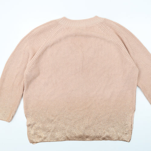Marks and Spencer Womens Orange V-Neck Acrylic Pullover Jumper Size 20