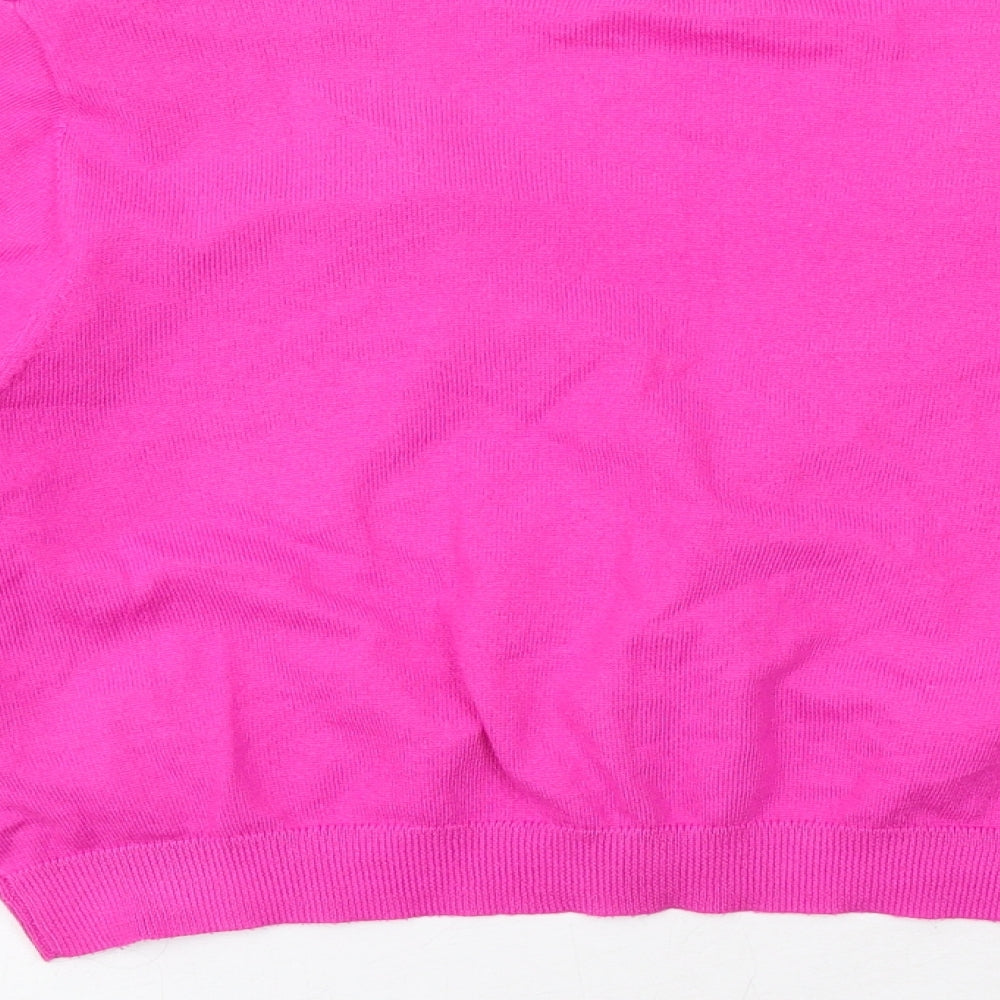 New Look Womens Pink V-Neck Polyester Cardigan Jumper Size 16