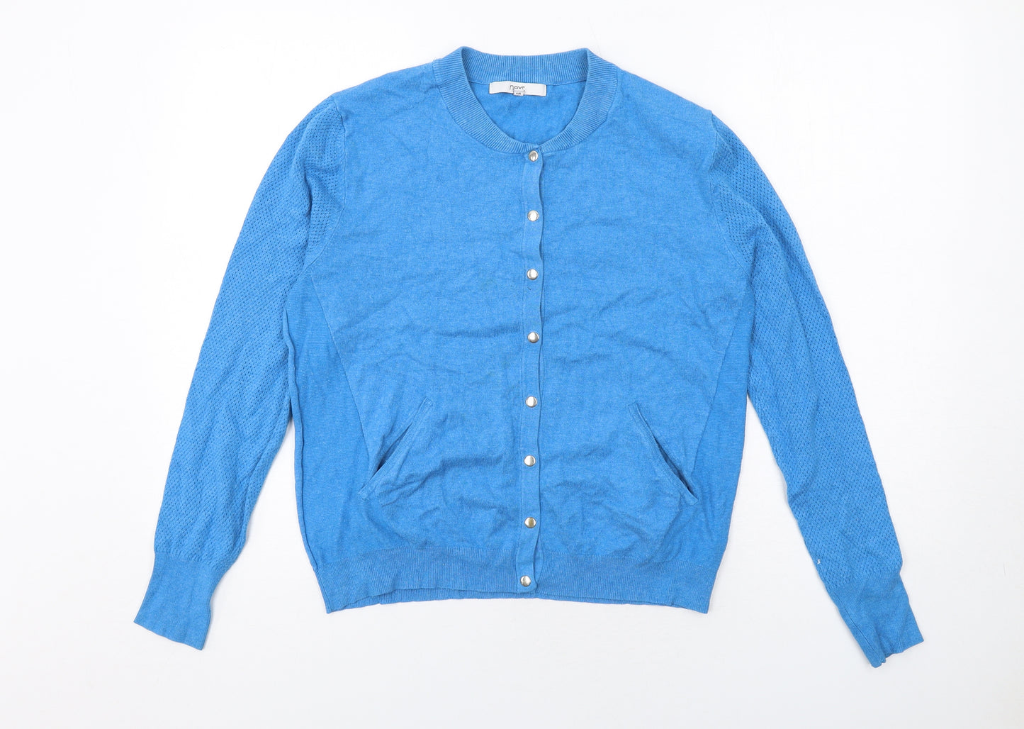 NEXT Womens Blue Round Neck Viscose Cardigan Jumper Size 14