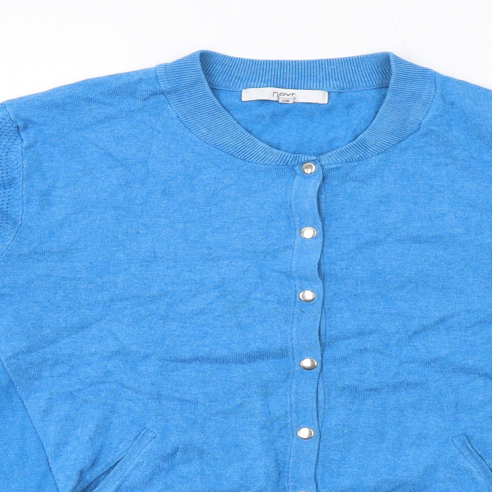 NEXT Womens Blue Round Neck Viscose Cardigan Jumper Size 14