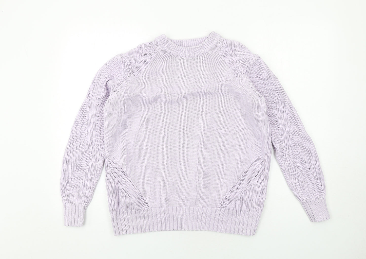 Marks and Spencer Womens Purple Round Neck Cotton Pullover Jumper Size M