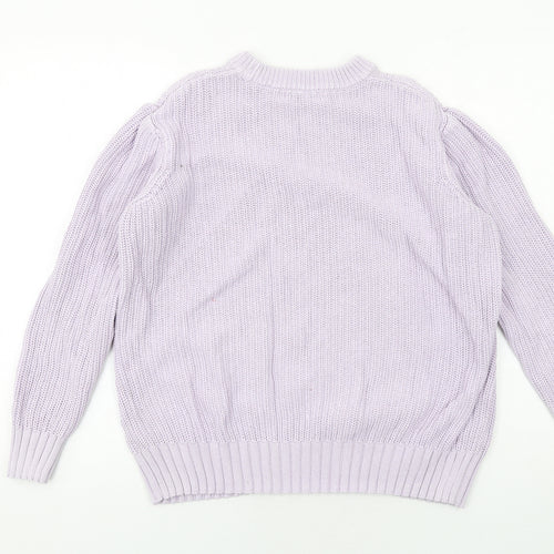 Marks and Spencer Womens Purple Round Neck Cotton Pullover Jumper Size M