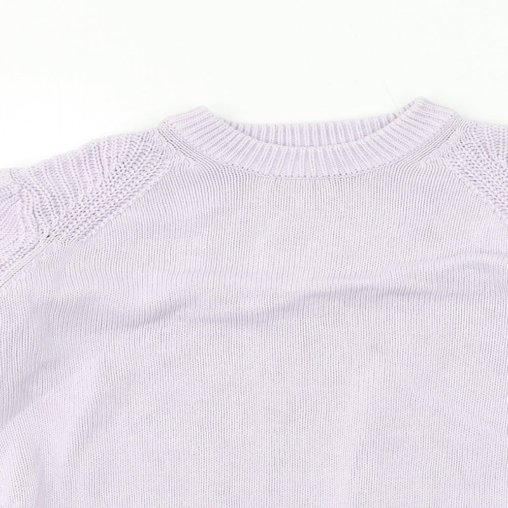 Marks and Spencer Womens Purple Round Neck Cotton Pullover Jumper Size M