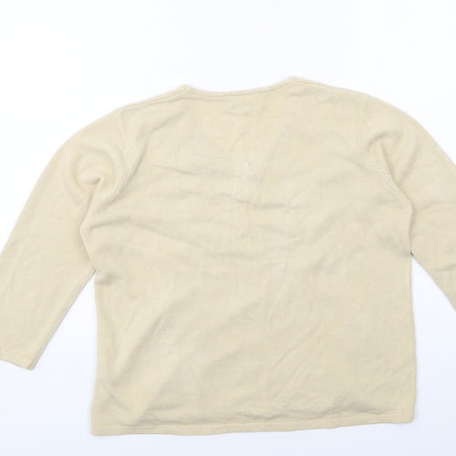 BHS Womens Beige V-Neck Acrylic Pullover Jumper Size 16