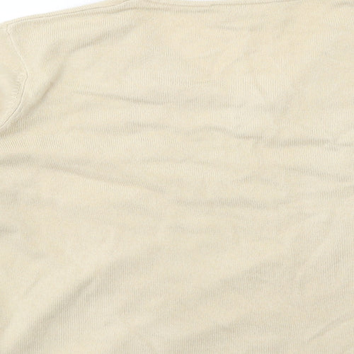 BHS Womens Beige V-Neck Acrylic Pullover Jumper Size 16