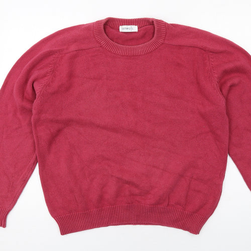 Cotton Womens Pink Round Neck Cotton Pullover Jumper Size L