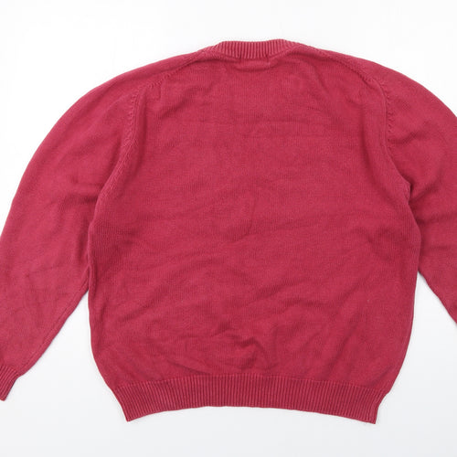 Cotton Womens Pink Round Neck Cotton Pullover Jumper Size L