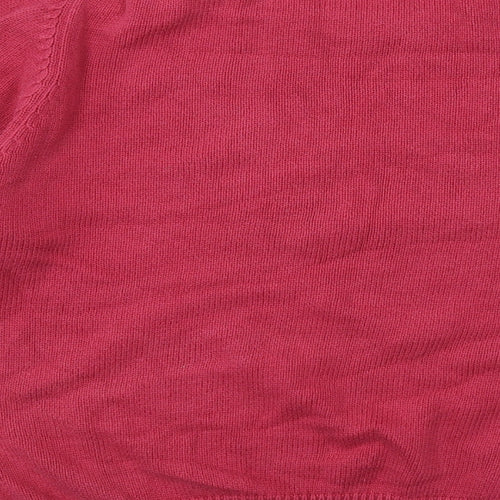 Cotton Womens Pink Round Neck Cotton Pullover Jumper Size L