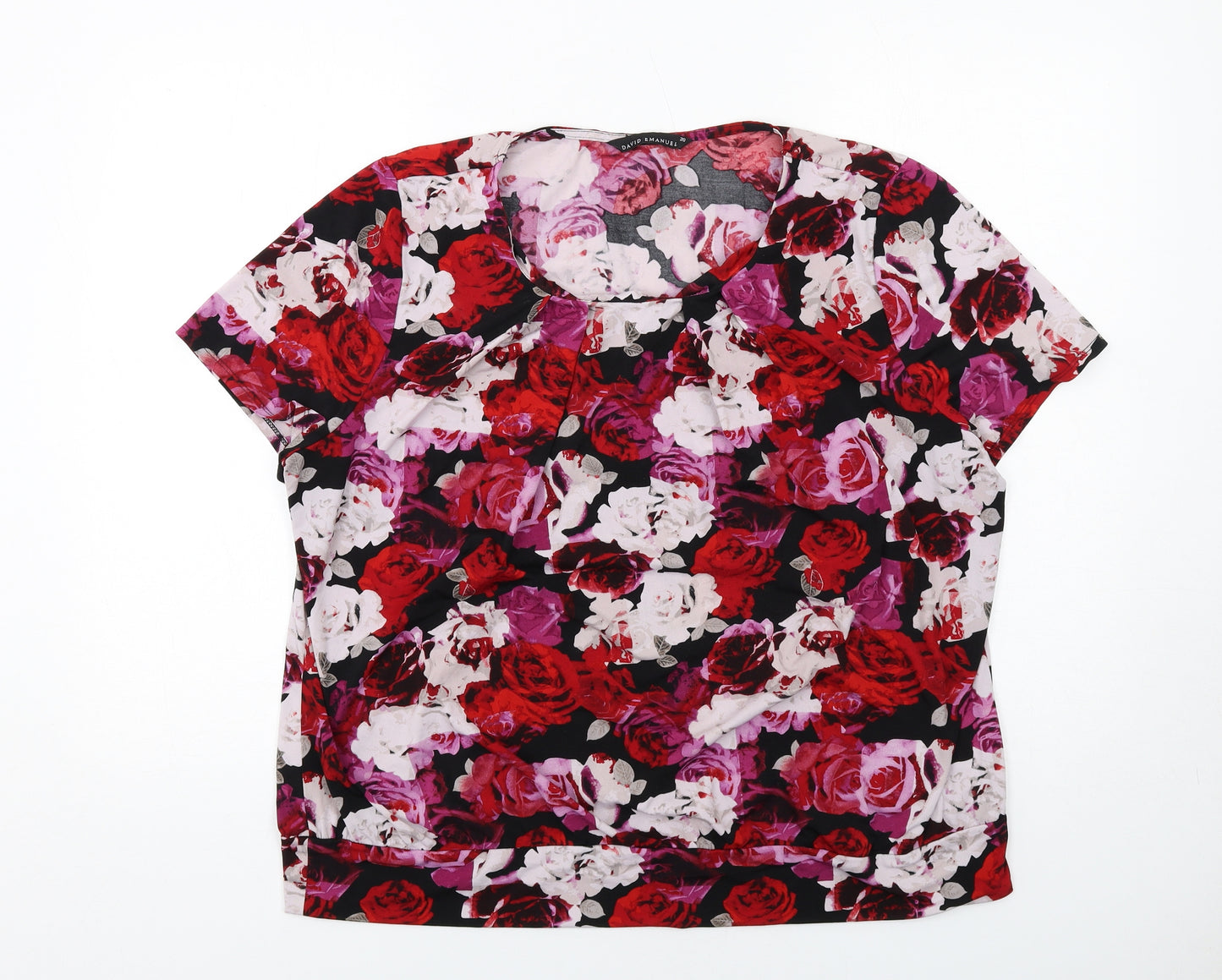 David Emanuel Womens Multicoloured Floral Polyester Basic Blouse Size 20 Round Neck