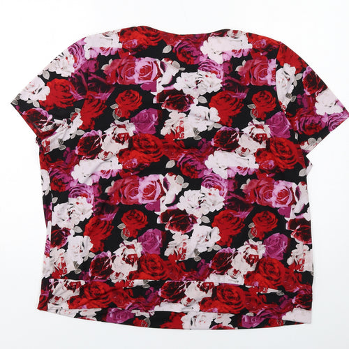 David Emanuel Womens Multicoloured Floral Polyester Basic Blouse Size 20 Round Neck