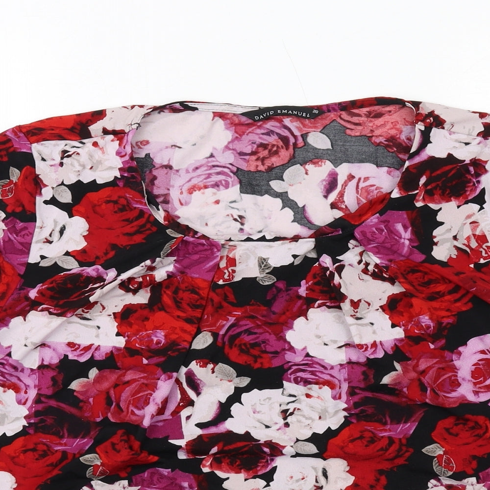 David Emanuel Womens Multicoloured Floral Polyester Basic Blouse Size 20 Round Neck
