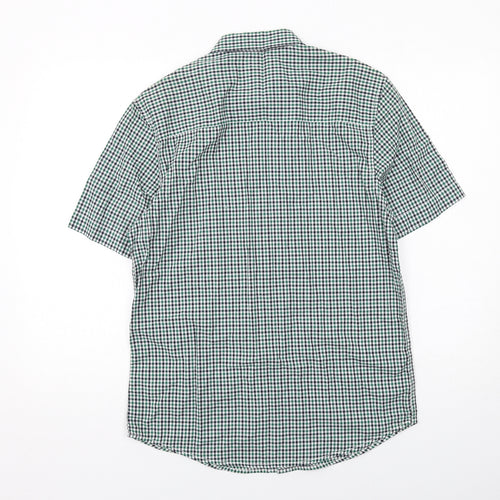 M&Co Mens Green Plaid Cotton Button-Up Size S Collared Button