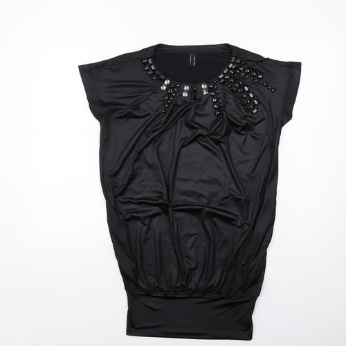 VERO MODA Womens Black Polyester Mini Size XS Round Neck Pullover