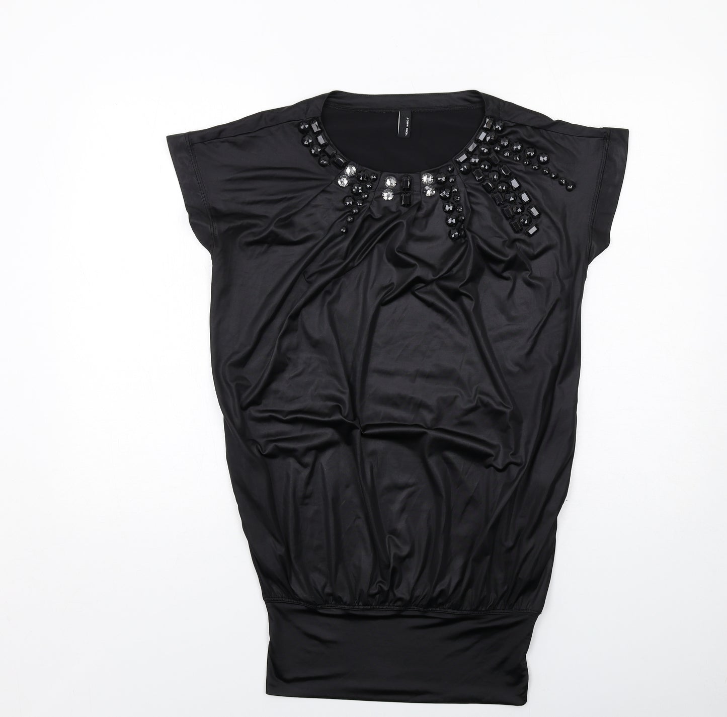 VERO MODA Womens Black Polyester Mini Size XS Round Neck Pullover