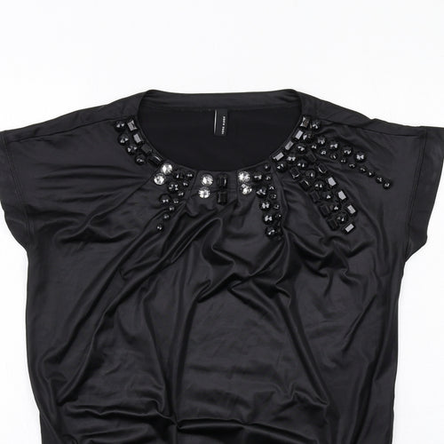 VERO MODA Womens Black Polyester Mini Size XS Round Neck Pullover