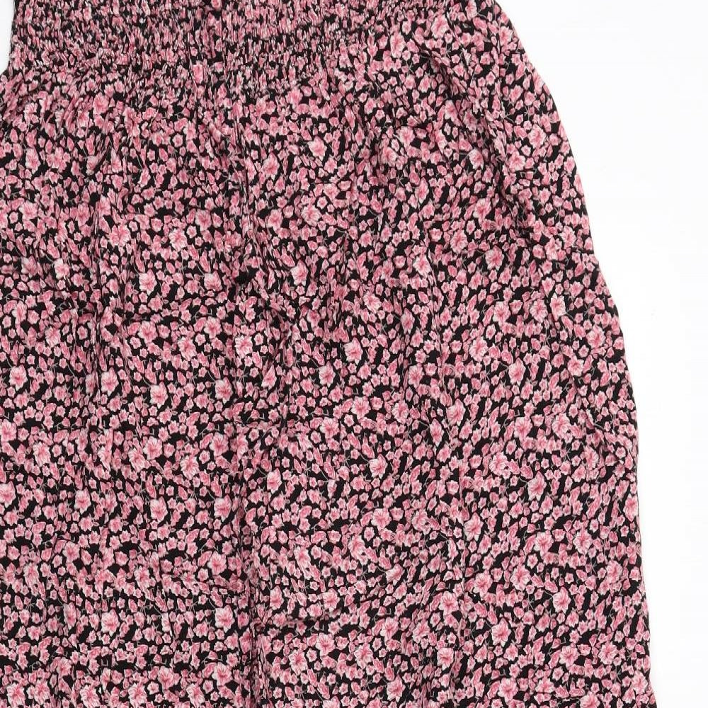 Riviera Womens Pink Floral Viscose A-Line Size M Off the Shoulder Pullover