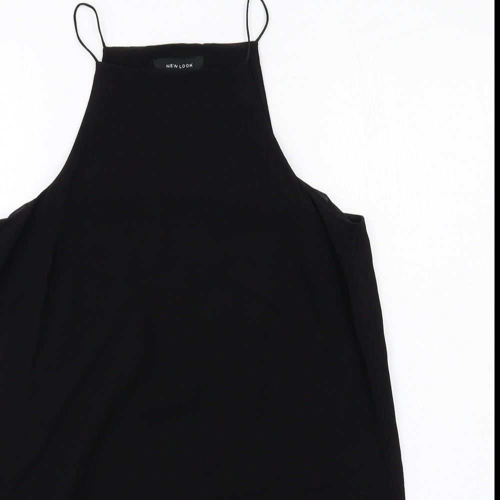 New Look Womens Black Polyester Basic Tank Size 12 Square Neck