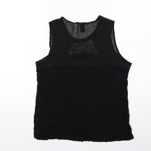 H&M Womens Black Polyester Basic Tank Size L Round Neck
