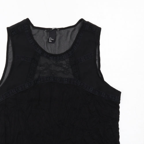 H&M Womens Black Polyester Basic Tank Size L Round Neck