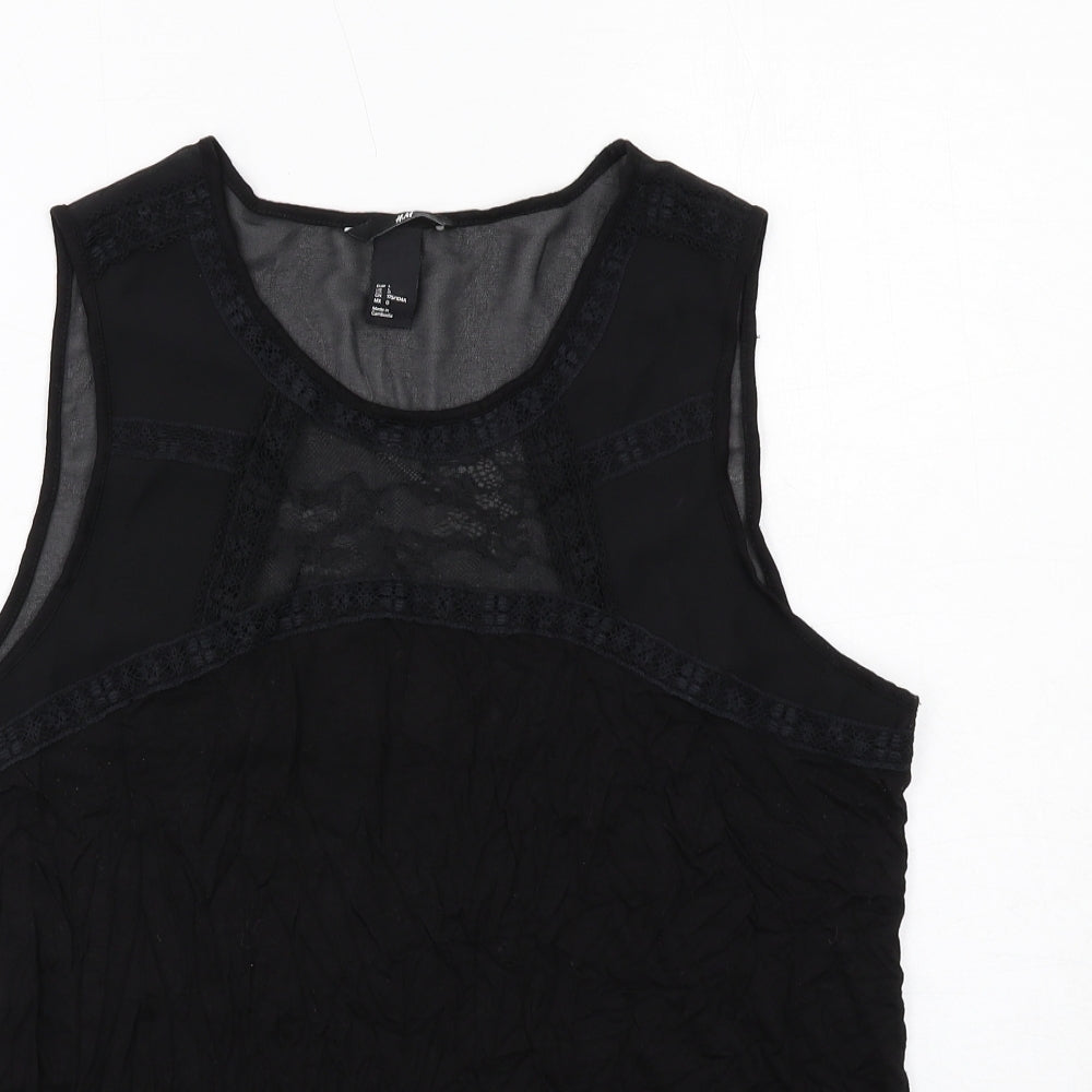 H&M Womens Black Polyester Basic Tank Size L Round Neck