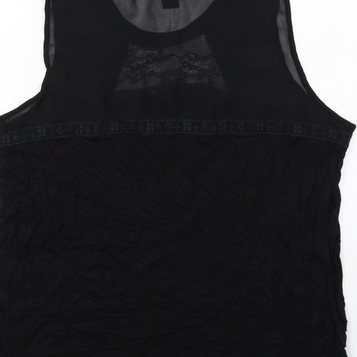 H&M Womens Black Polyester Basic Tank Size L Round Neck
