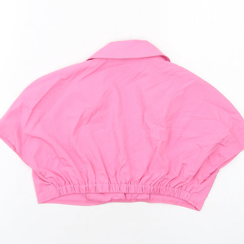 Missy Empire Womens Pink Polyester Cropped Blouse Size 10 Collared