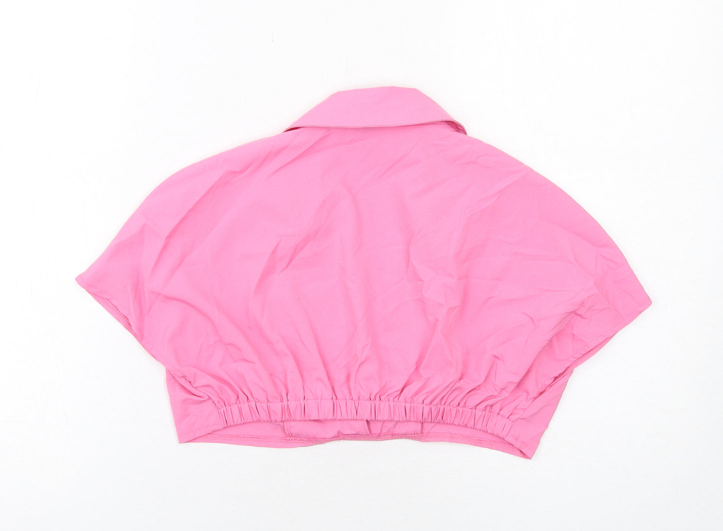 Missy Empire Womens Pink Polyester Cropped Blouse Size 10 Collared