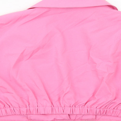 Missy Empire Womens Pink Polyester Cropped Blouse Size 10 Collared