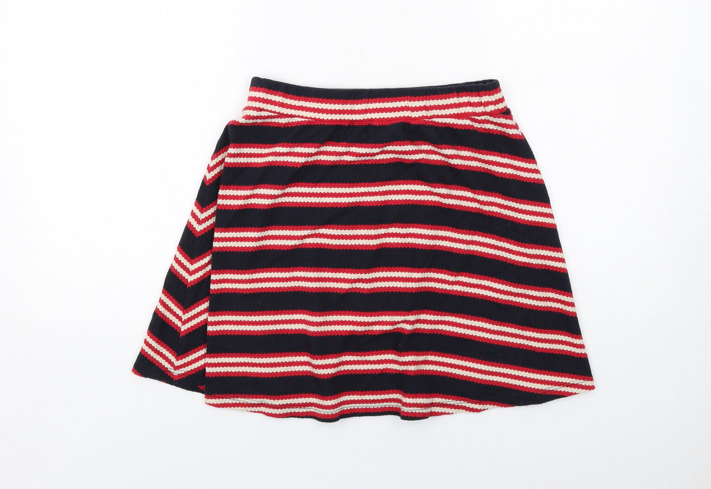 Superdry Womens Black Striped Cotton Swing Skirt Size 10
