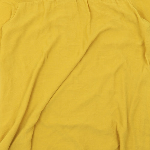 H&M Womens Yellow Polyester A-Line Size 12 Round Neck Button
