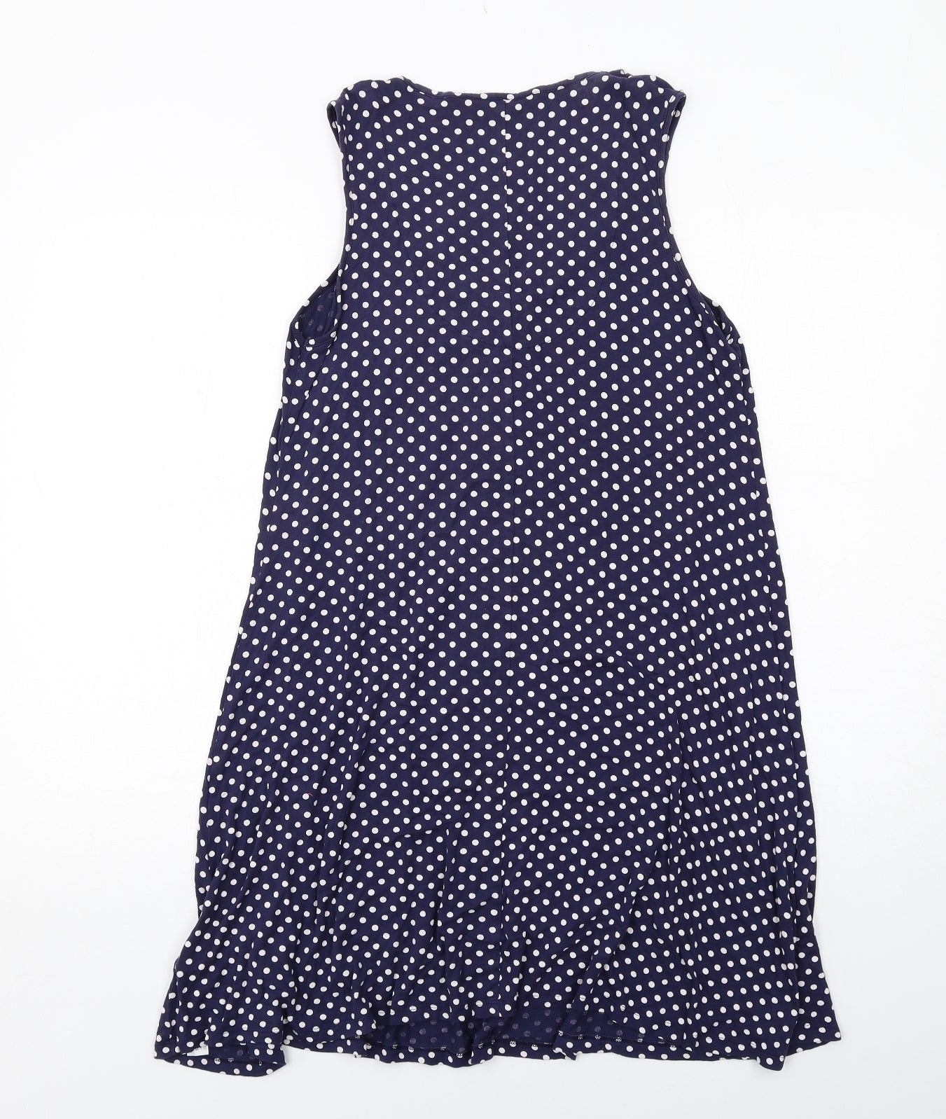 Marks and Spencer Womens Blue Polka Dot Viscose A-Line Size 12 V-Neck Pullover