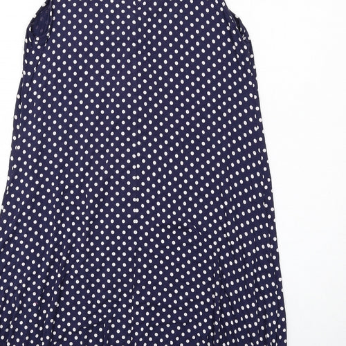 Marks and Spencer Womens Blue Polka Dot Viscose A-Line Size 12 V-Neck Pullover