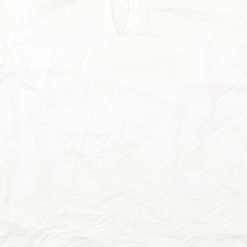 NEXT Womens White Viscose Basic Blouse Size 12 Round Neck - Lace Details