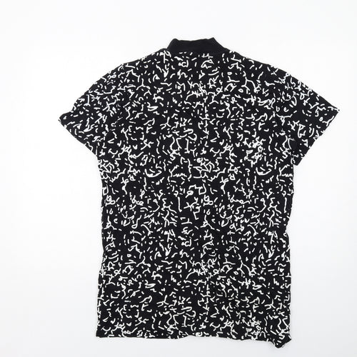 Cheap Monday Mens Black Geometric Cotton T-Shirt Size M Mock Neck