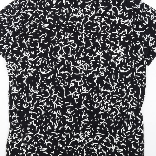 Cheap Monday Mens Black Geometric Cotton T-Shirt Size M Mock Neck
