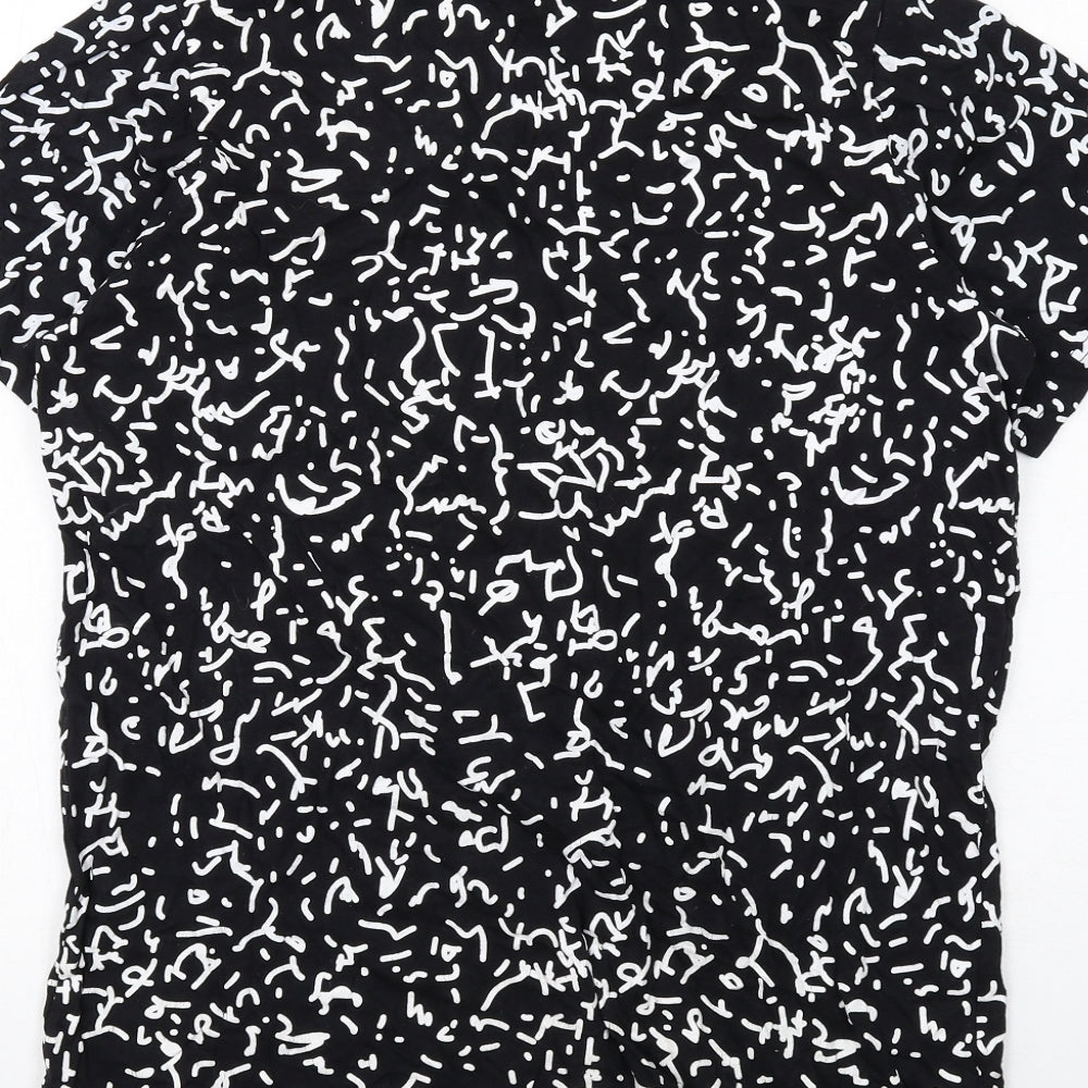 Cheap Monday Mens Black Geometric Cotton T-Shirt Size M Mock Neck