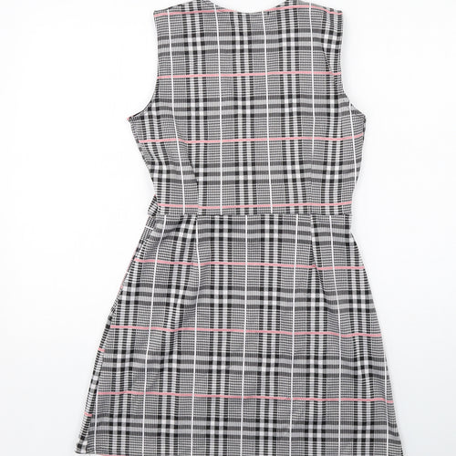 Quiz Womens Multicoloured Plaid Polyester Tank Dress Size 12 V-Neck Pullover