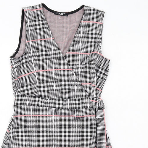Quiz Womens Multicoloured Plaid Polyester Tank Dress Size 12 V-Neck Pullover