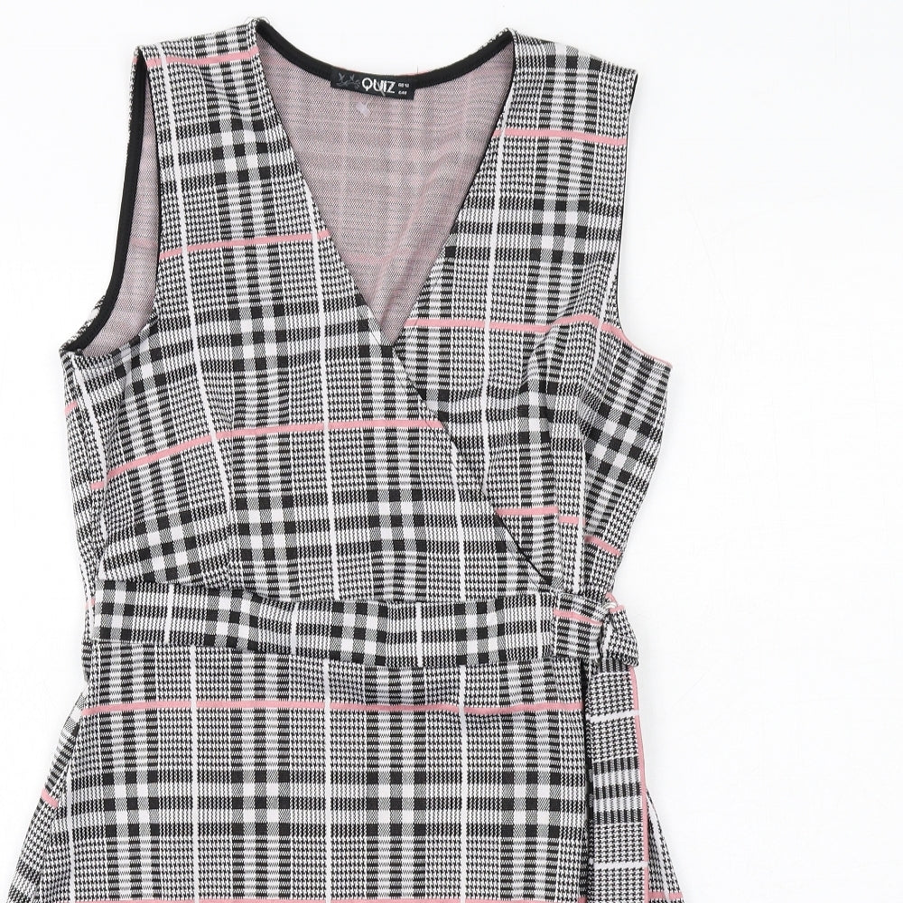Quiz Womens Multicoloured Plaid Polyester Tank Dress Size 12 V-Neck Pullover