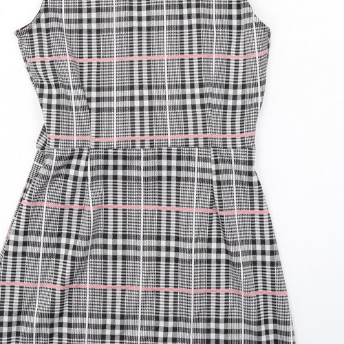 Quiz Womens Multicoloured Plaid Polyester Tank Dress Size 12 V-Neck Pullover