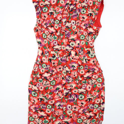 Great Plains Womens Red Floral Modal Shift Size M V-Neck Zip