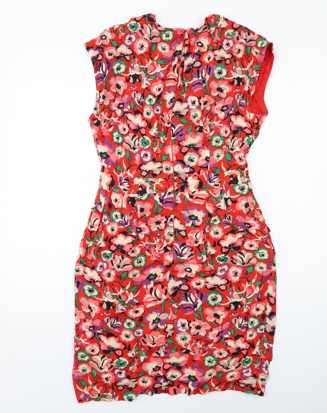 Great Plains Womens Red Floral Modal Shift Size M V-Neck Zip